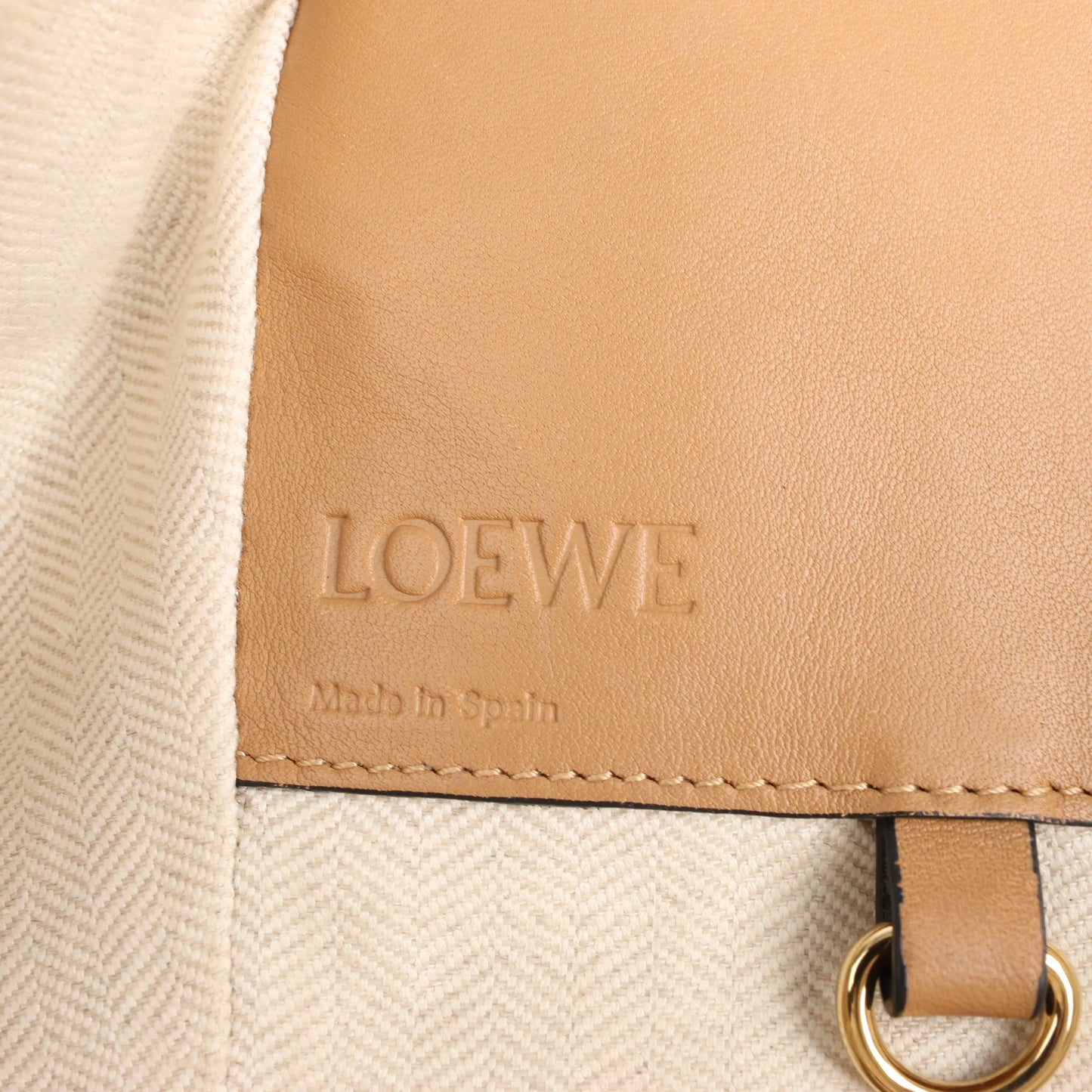 LOEWE Hammock Small Leather x Suede Handbag in Brown x Beige