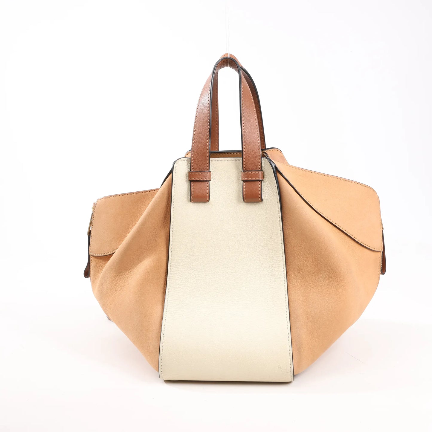 LOEWE Hammock Small Leather x Suede Handbag in Brown x Beige