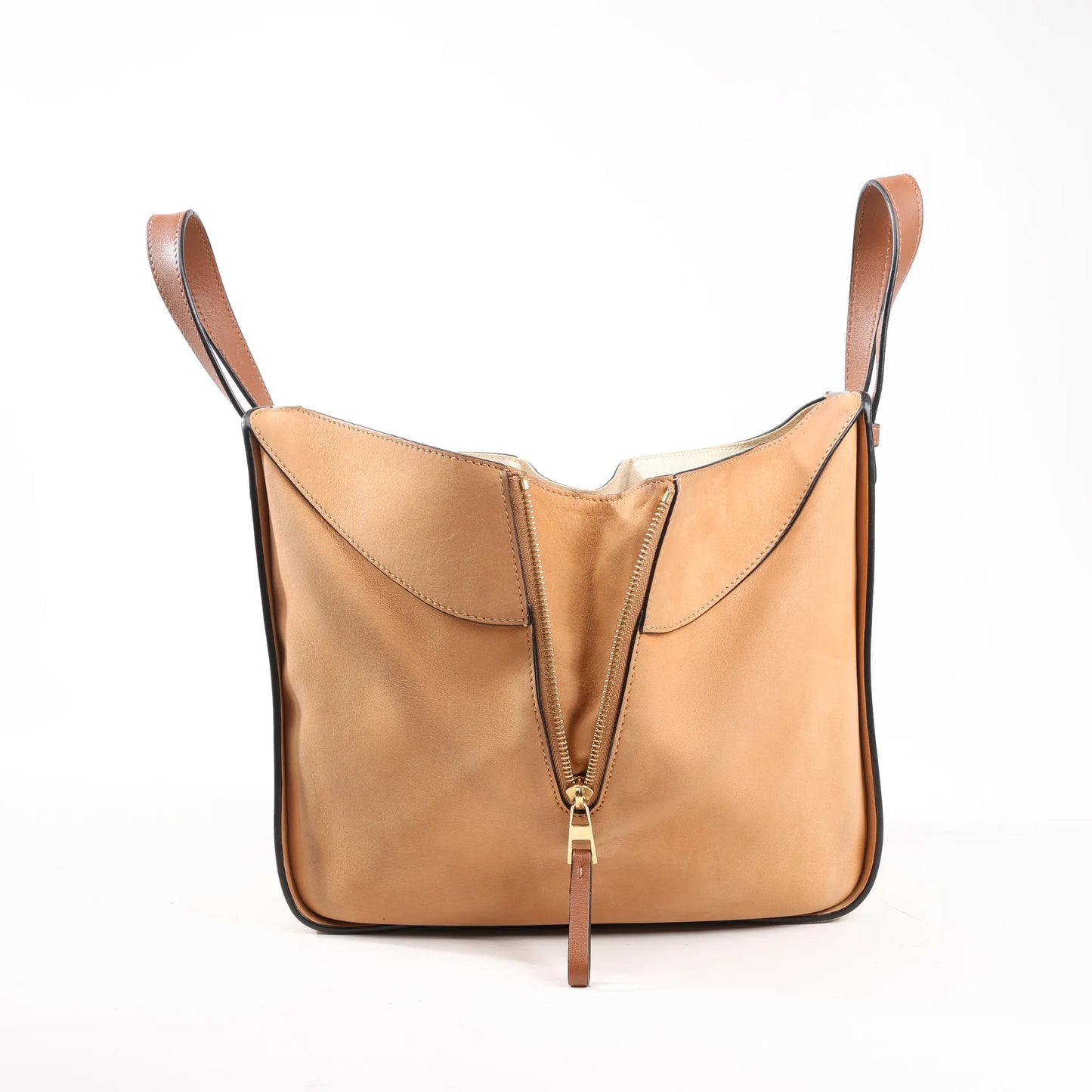 LOEWE Hammock Small Leather x Suede Handbag in Brown x Beige
