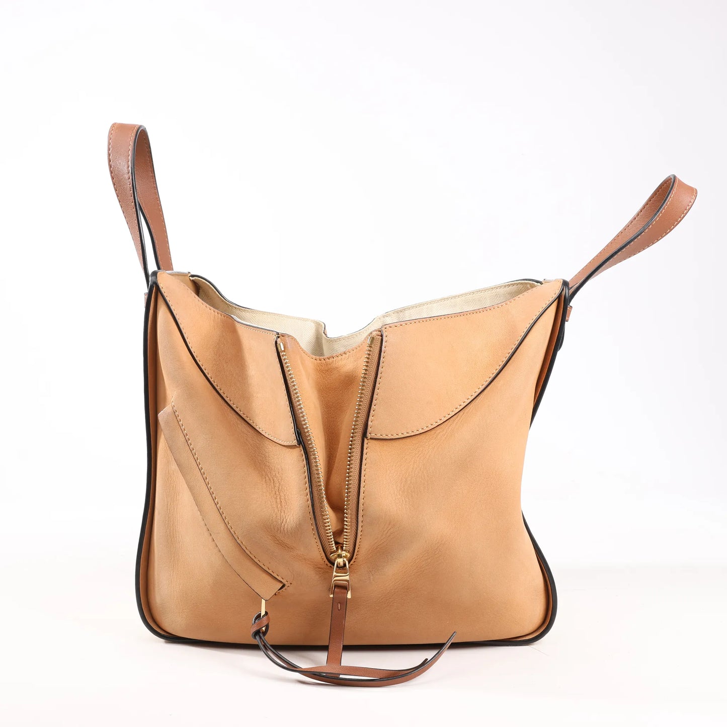 LOEWE Hammock Small Leather x Suede Handbag in Brown x Beige