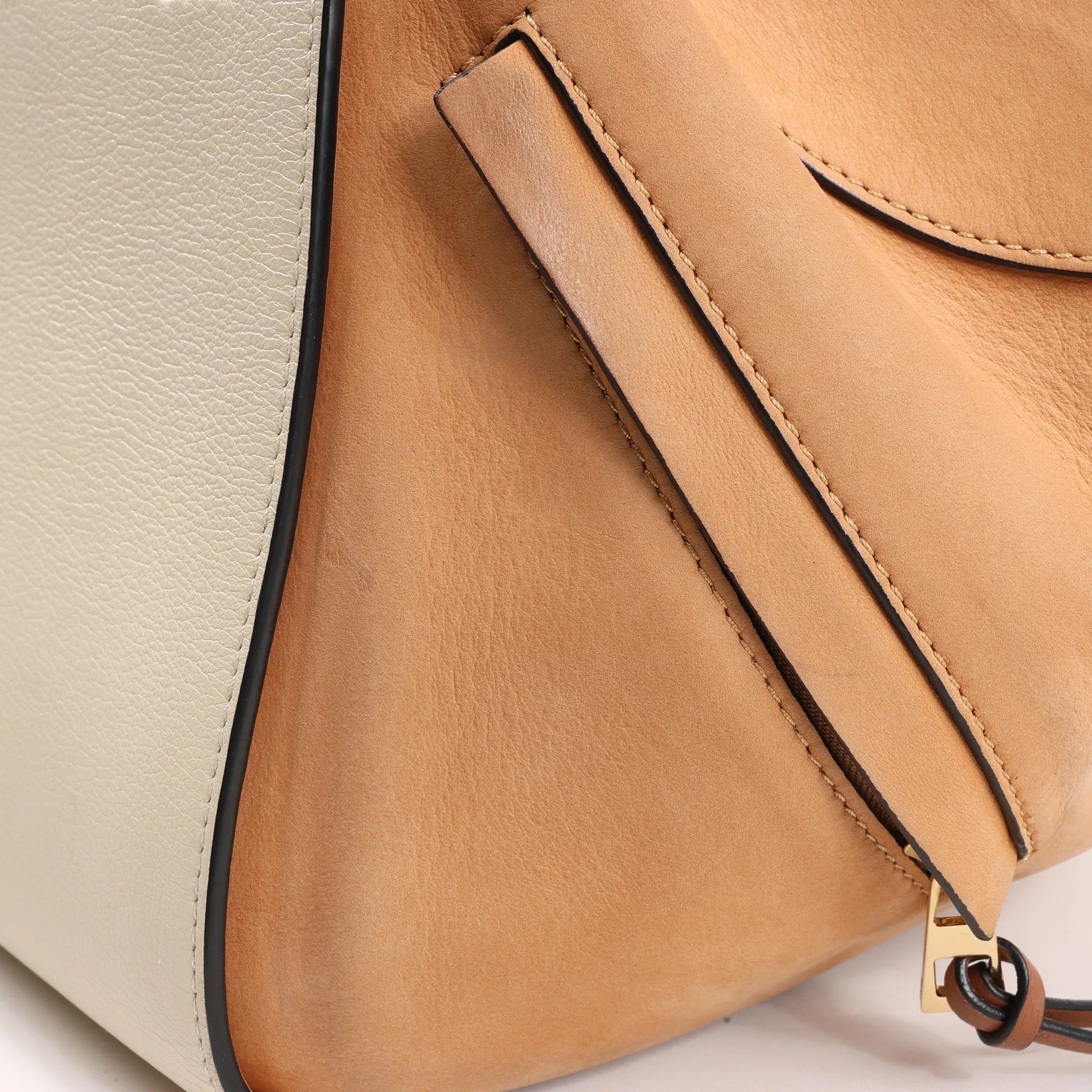 LOEWE Hammock Small Leather x Suede Handbag in Brown x Beige