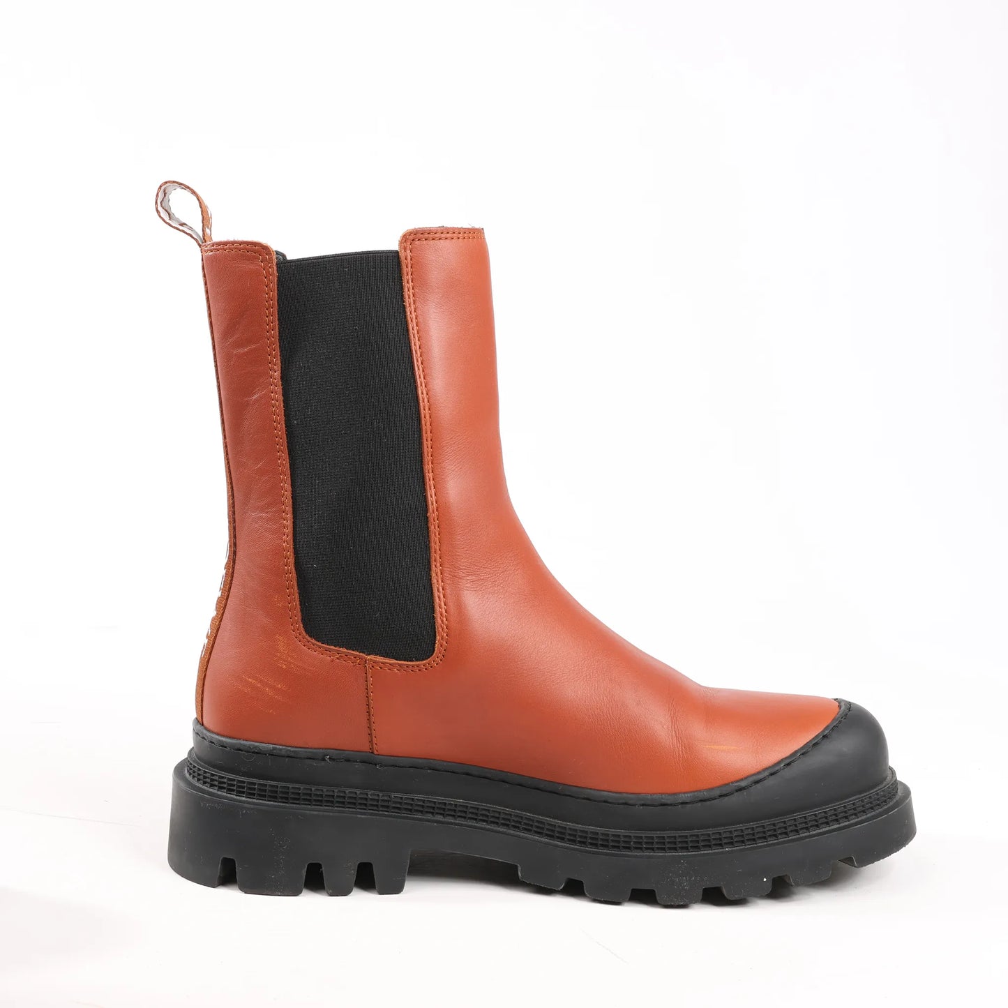 Loewe Chelsea Leather Ankle Boots in Brown 592209, Size 38 EU