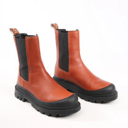 Loewe Chelsea Leather Ankle Boots in Brown 592209, Size 38 EU