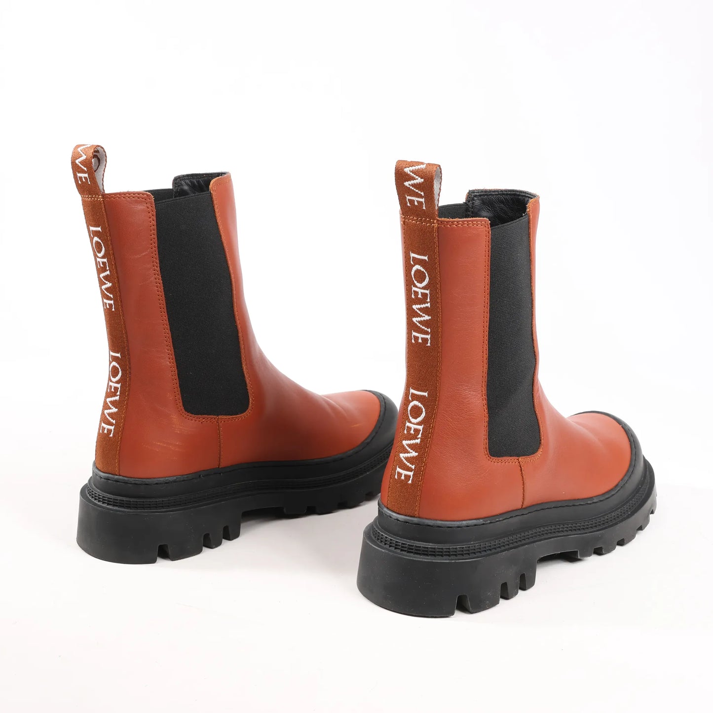 Loewe Chelsea Leather Ankle Boots in Brown 592209, Size 38 EU