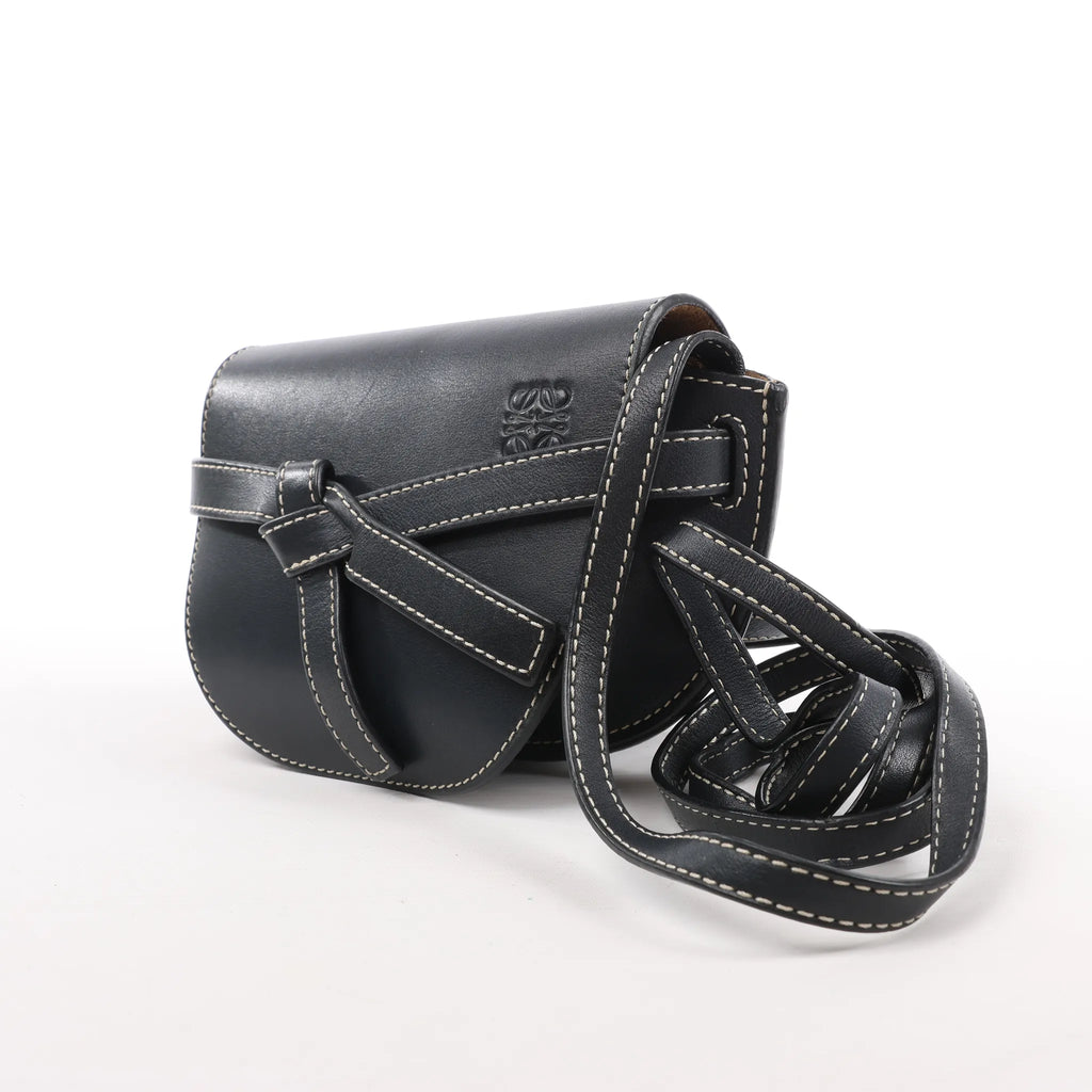 LOEWE Gate Mini Leather Crossbody Bag in Navy Blue