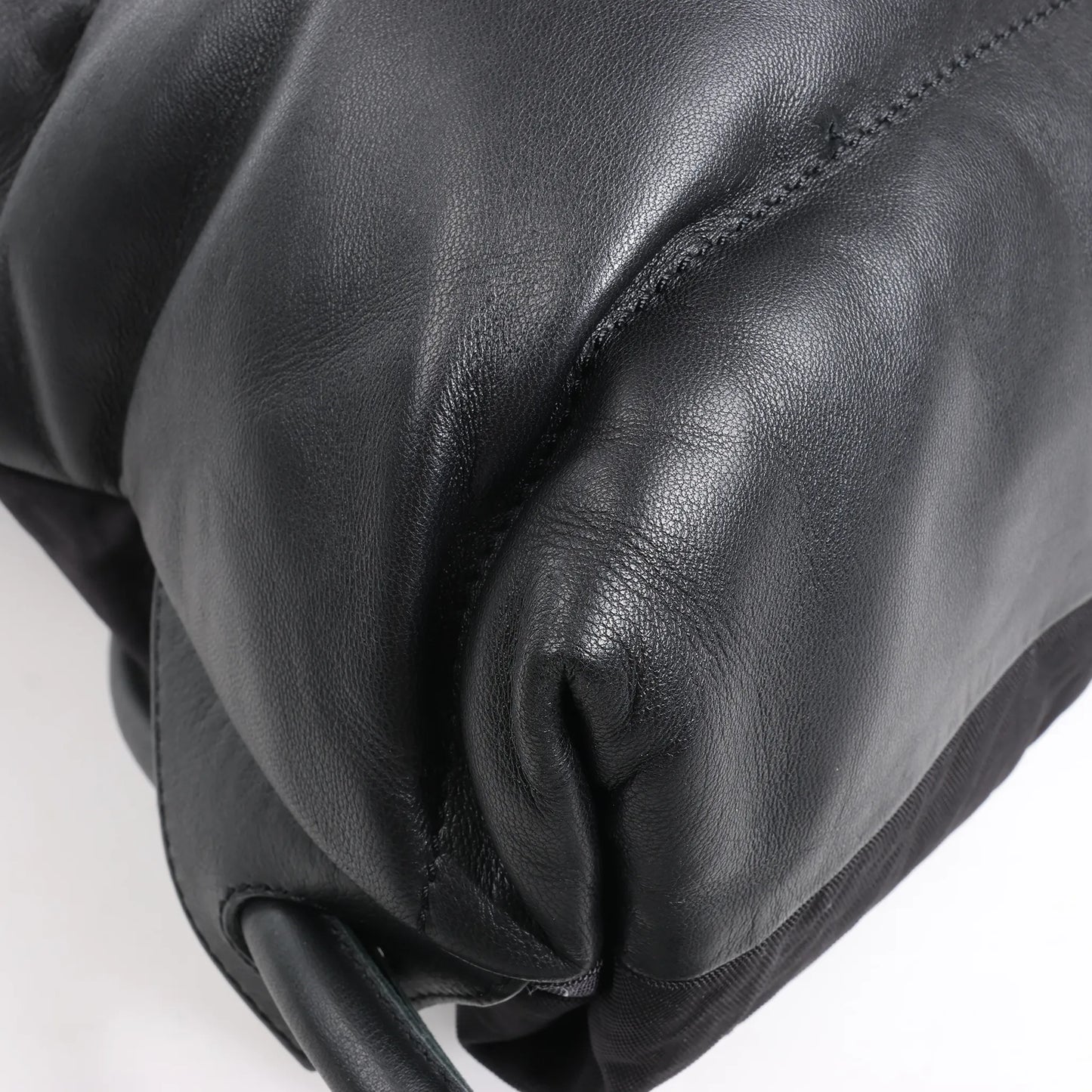 LOEWE Puffy Yago Leather x Nylon Backpack in Black x Brown