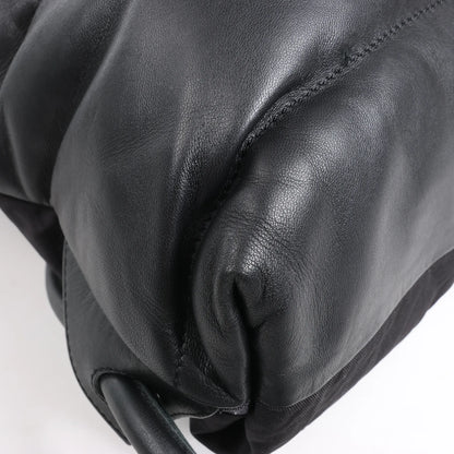 LOEWE Puffy Yago Leather x Nylon Backpack in Black x Brown