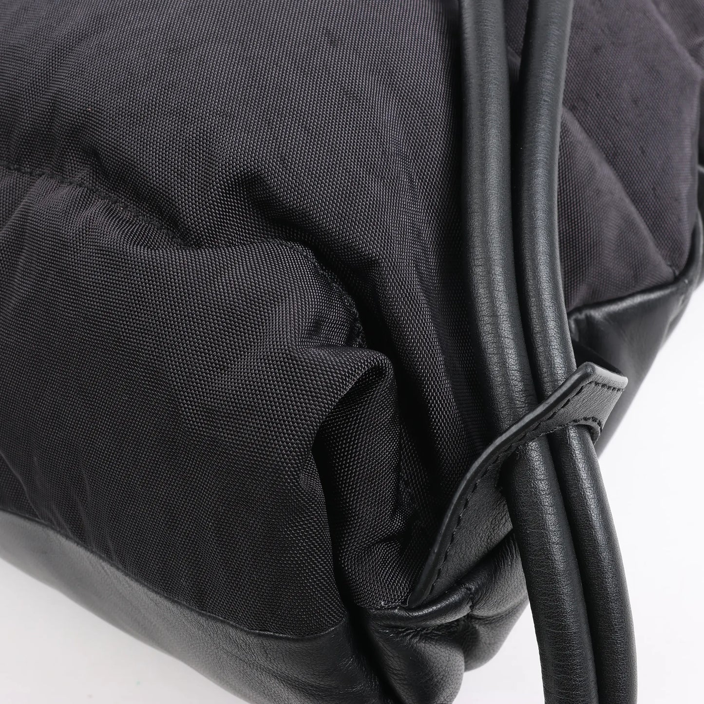 LOEWE Puffy Yago Leather x Nylon Backpack in Black x Brown