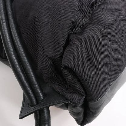 LOEWE Puffy Yago Leather x Nylon Backpack in Black x Brown