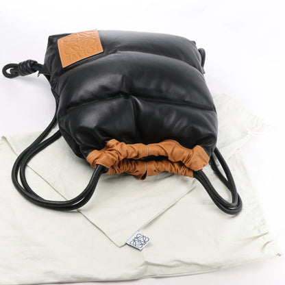 LOEWE Puffy Yago Leather x Nylon Backpack in Black x Brown