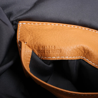 LOEWE Puffy Yago Leather x Nylon Backpack in Black x Brown