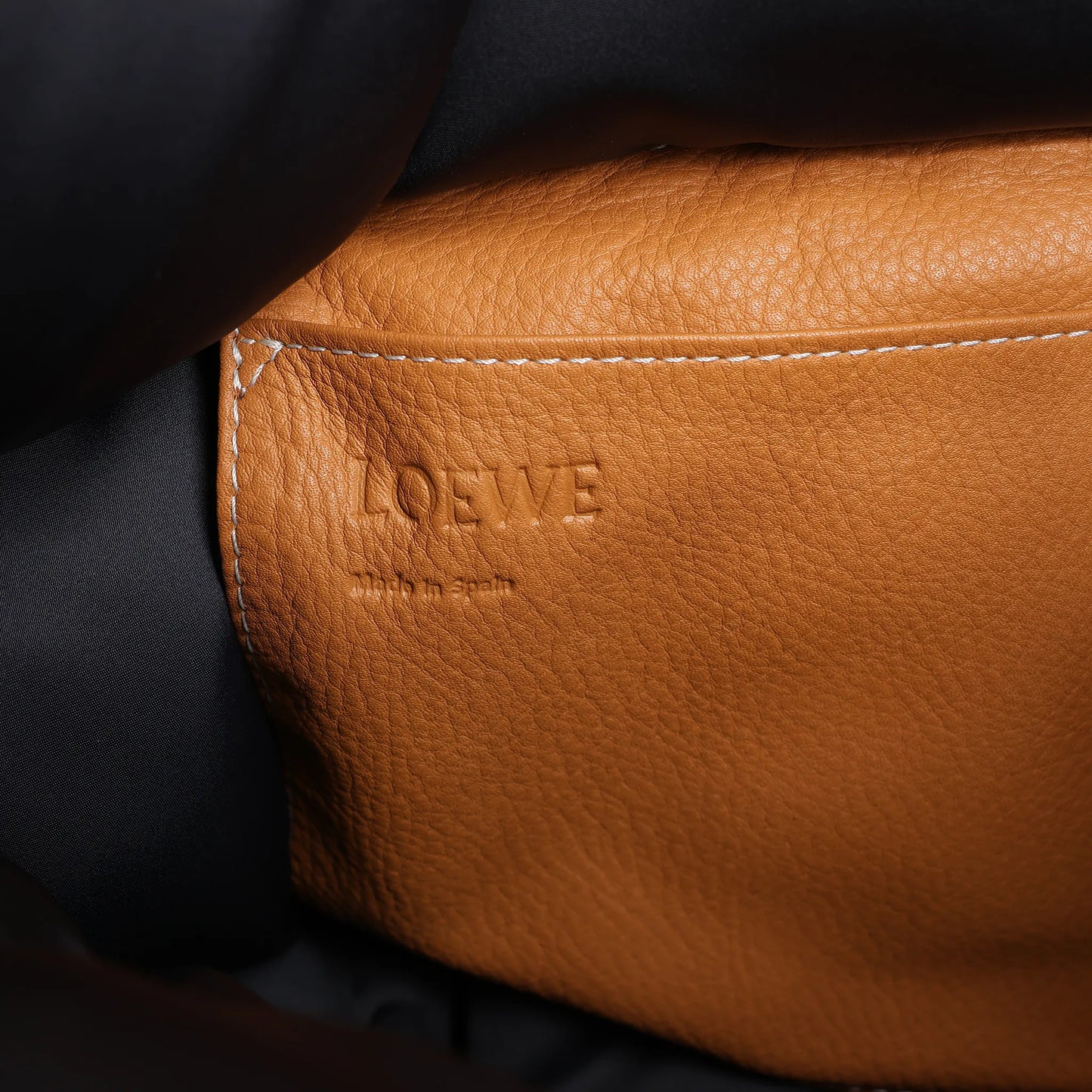LOEWE Puffy Yago Leather x Nylon Backpack in Black x Brown