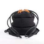 LOEWE Puffy Yago Leather x Nylon Backpack in Black x Brown