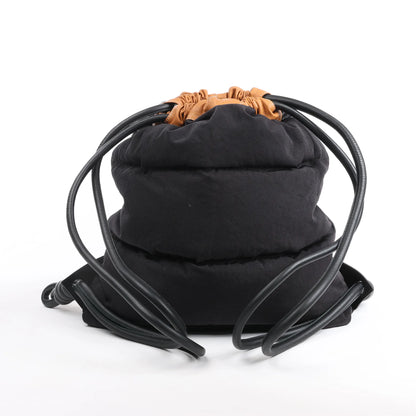 LOEWE Puffy Yago Leather x Nylon Backpack in Black x Brown