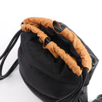LOEWE Puffy Yago Leather x Nylon Backpack in Black x Brown