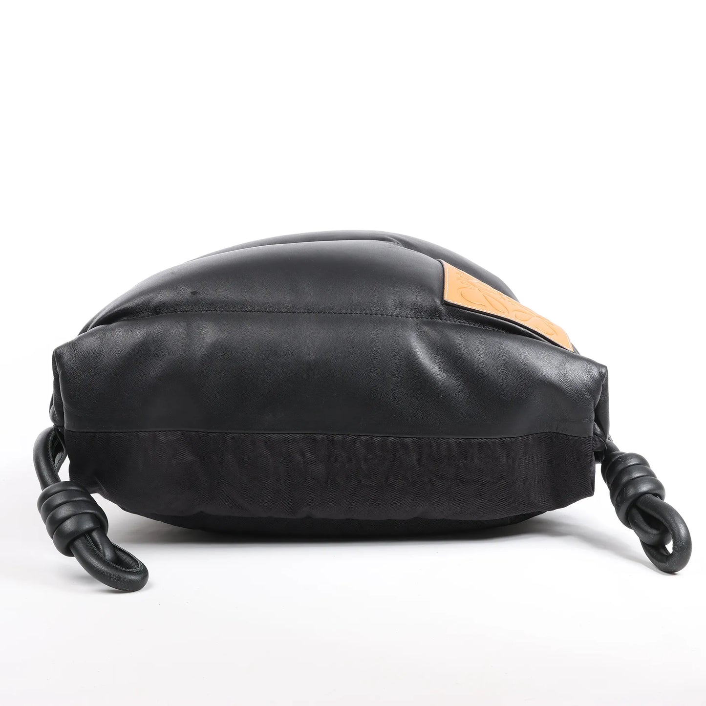 LOEWE Puffy Yago Leather x Nylon Backpack in Black x Brown
