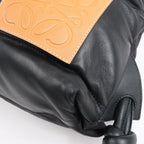LOEWE Puffy Yago Leather x Nylon Backpack in Black x Brown