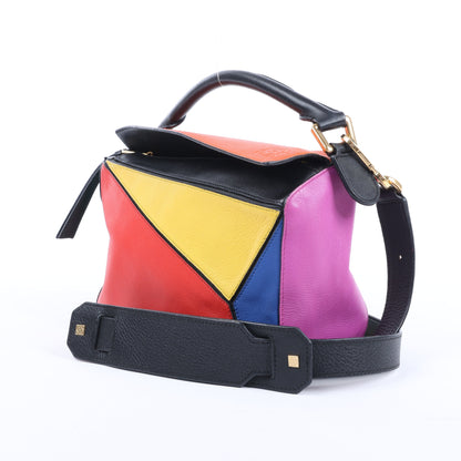 LOEWE – Puzzle – Kleine 2-Wege-Handtasche aus mehrfarbigem Leder