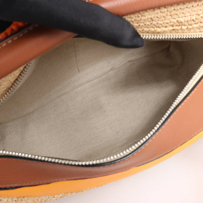 LOEWE Puzzle Medium Raffa x Leather 2Way Handbag in Orange x Brown x Beige