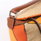LOEWE Puzzle Medium Raffa x Leather 2Way Handbag in Orange x Brown x Beige