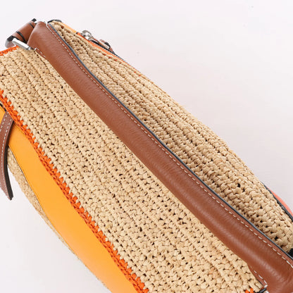 LOEWE Puzzle Medium Raffa x Leather 2Way Handbag in Orange x Brown x Beige