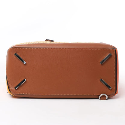 LOEWE Puzzle Medium Raffa x Leather 2Way Handbag in Orange x Brown x Beige