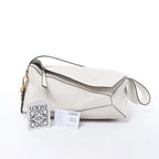 LOEWE Puzzle Hobo Leather Shoulder Bag in White