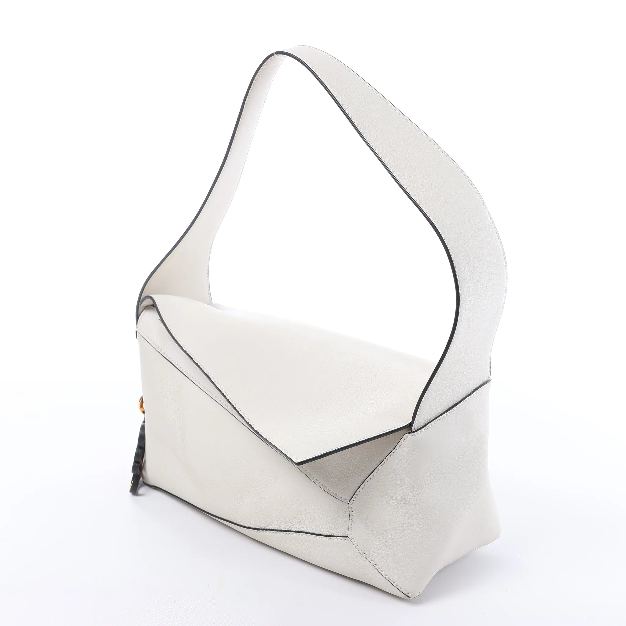LOEWE Puzzle Hobo Leather Shoulder Bag in White