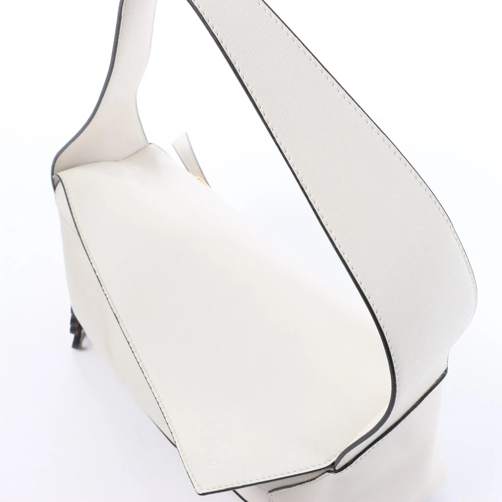 LOEWE Puzzle Hobo Leather Shoulder Bag in White