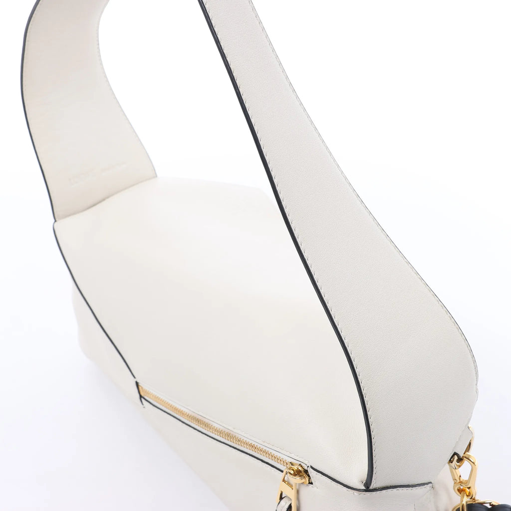 LOEWE Puzzle Hobo Leather Shoulder Bag in White