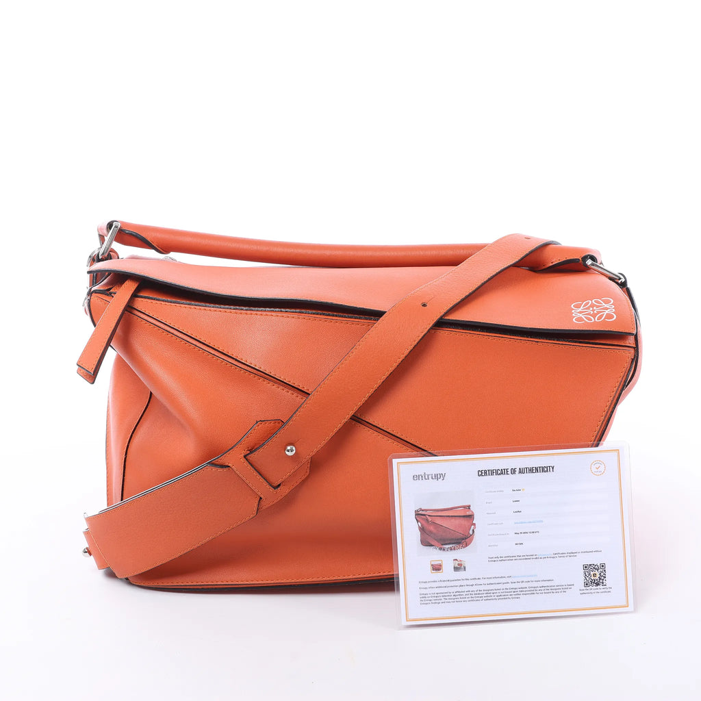 LOEWE Puzzle Large Leather 2Way Handbag in Orange