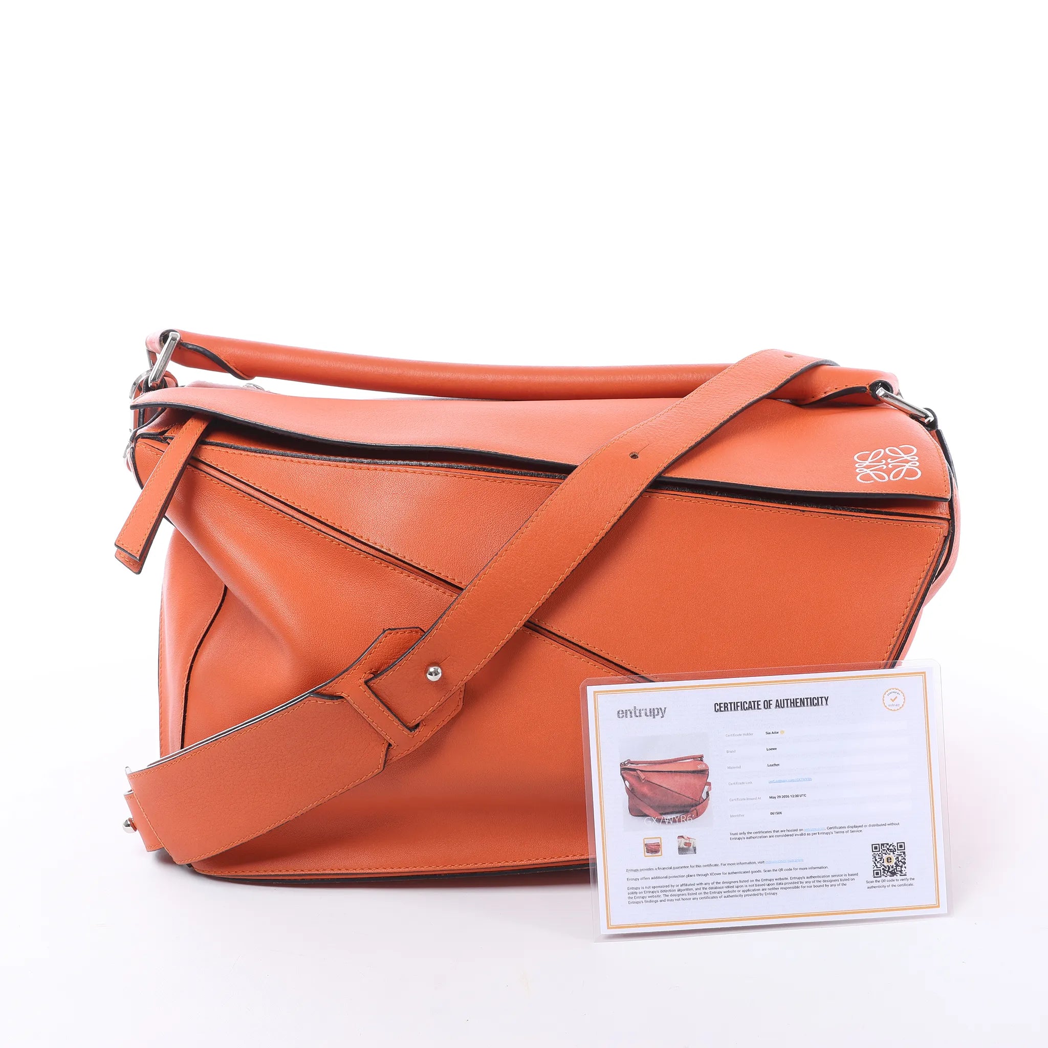 LOEWE Puzzle Large Leather 2Way Handbag in Orange