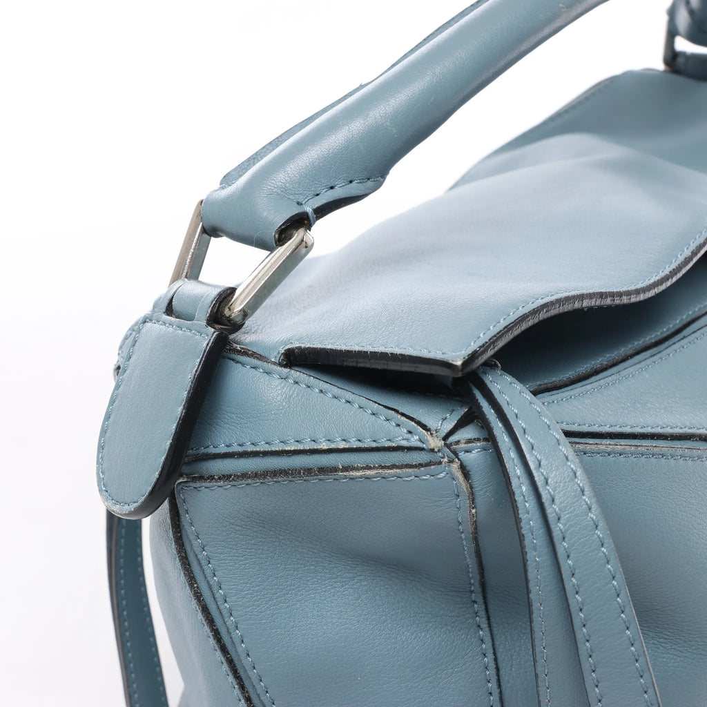 LOEWE Puzzle Medium Leather 2Way Handbag in Blue