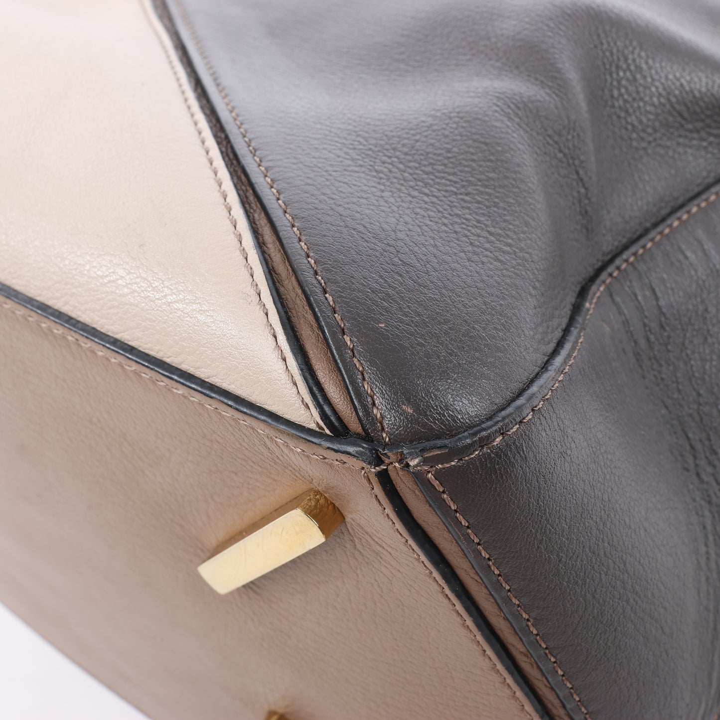 LOEWE Puzzle Medium Leather 2Way Handbag in Brown x Beige