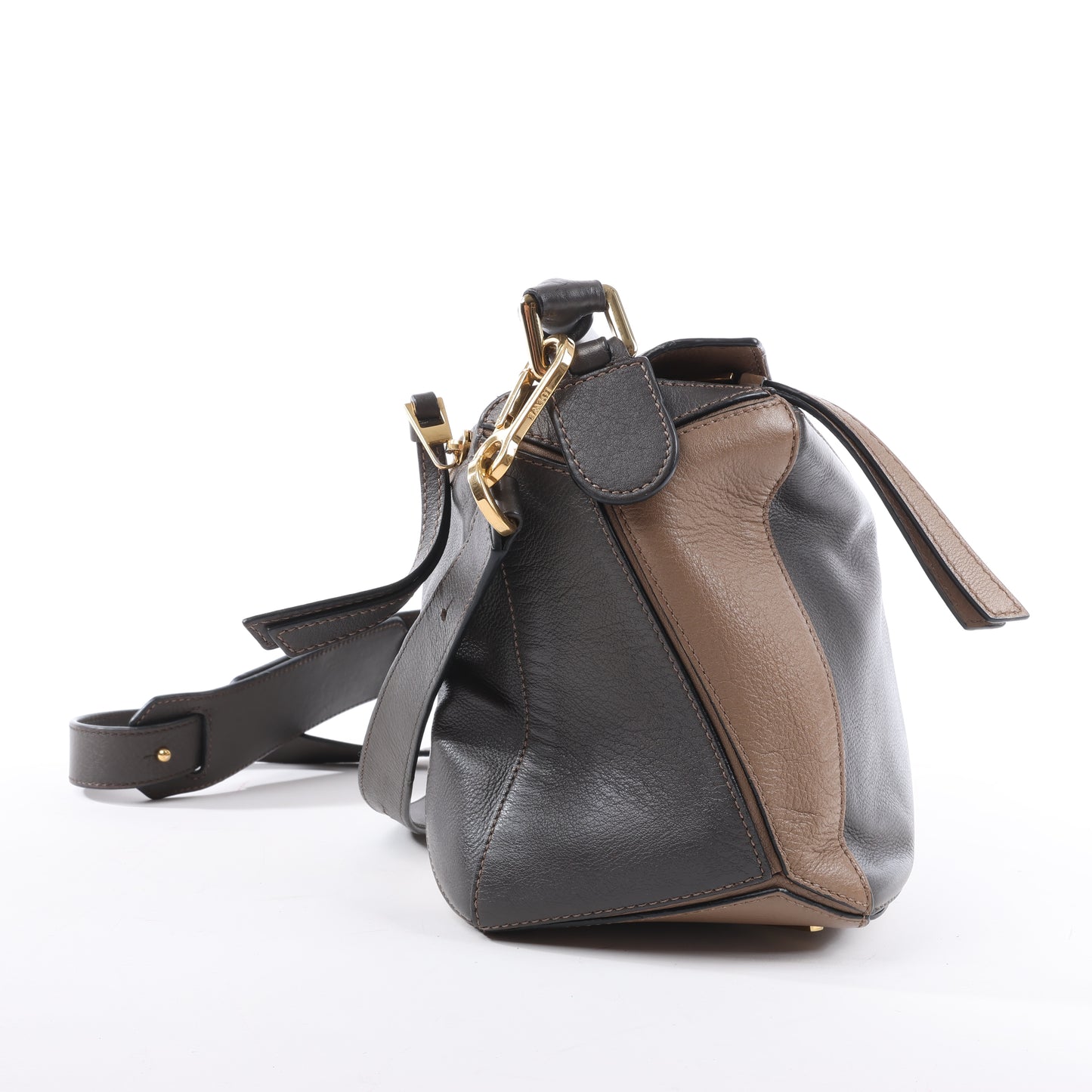 LOEWE Puzzle Medium Leather 2Way Handbag in Brown x Beige