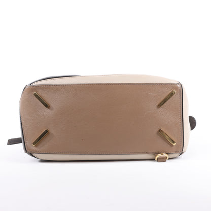 LOEWE Puzzle Medium Leather 2Way Handbag in Brown x Beige
