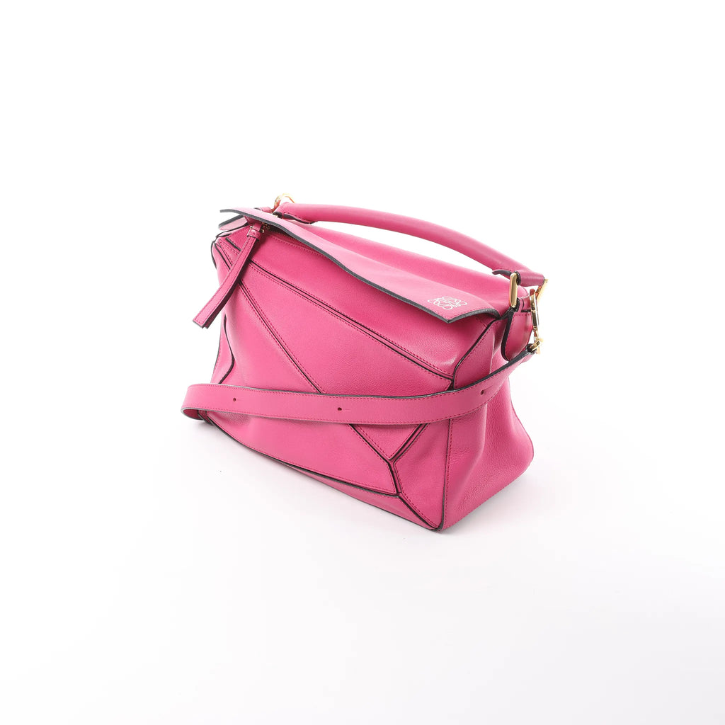 LOEWE Puzzle Medium Leather 2Way Handbag in Pink