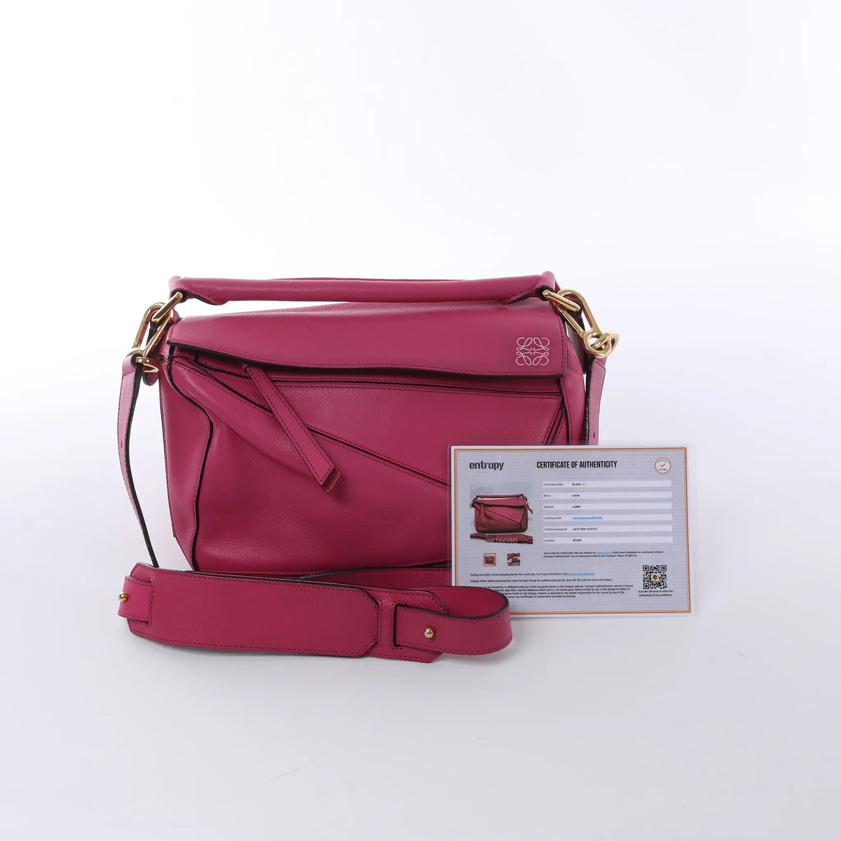 LOEWE Puzzle Small Leather 2Way Handbag in Pink