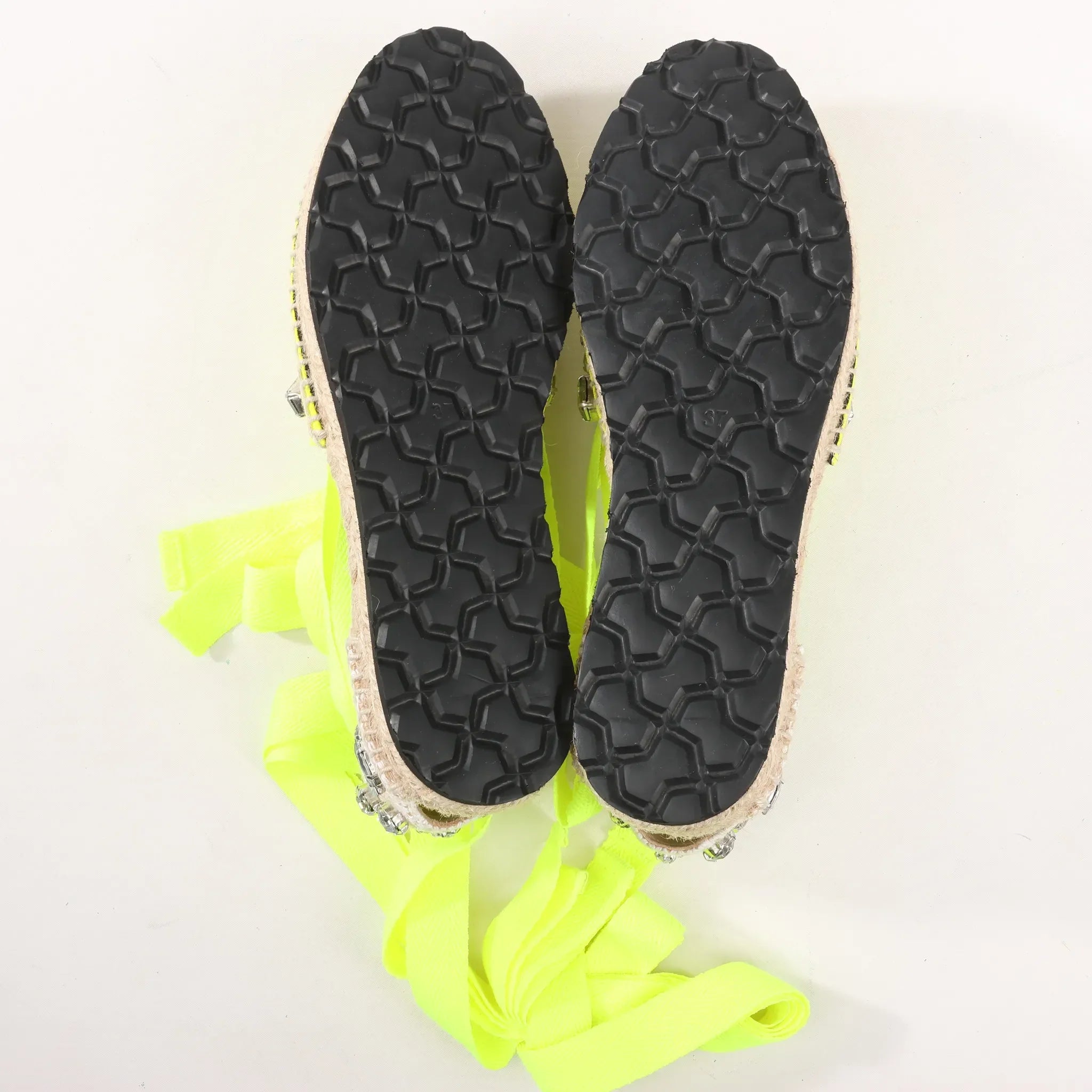 Loewe STARMARK  Bijou Ribbon Strap Fabric Sandals in Yellow 791910, Size 37 EU