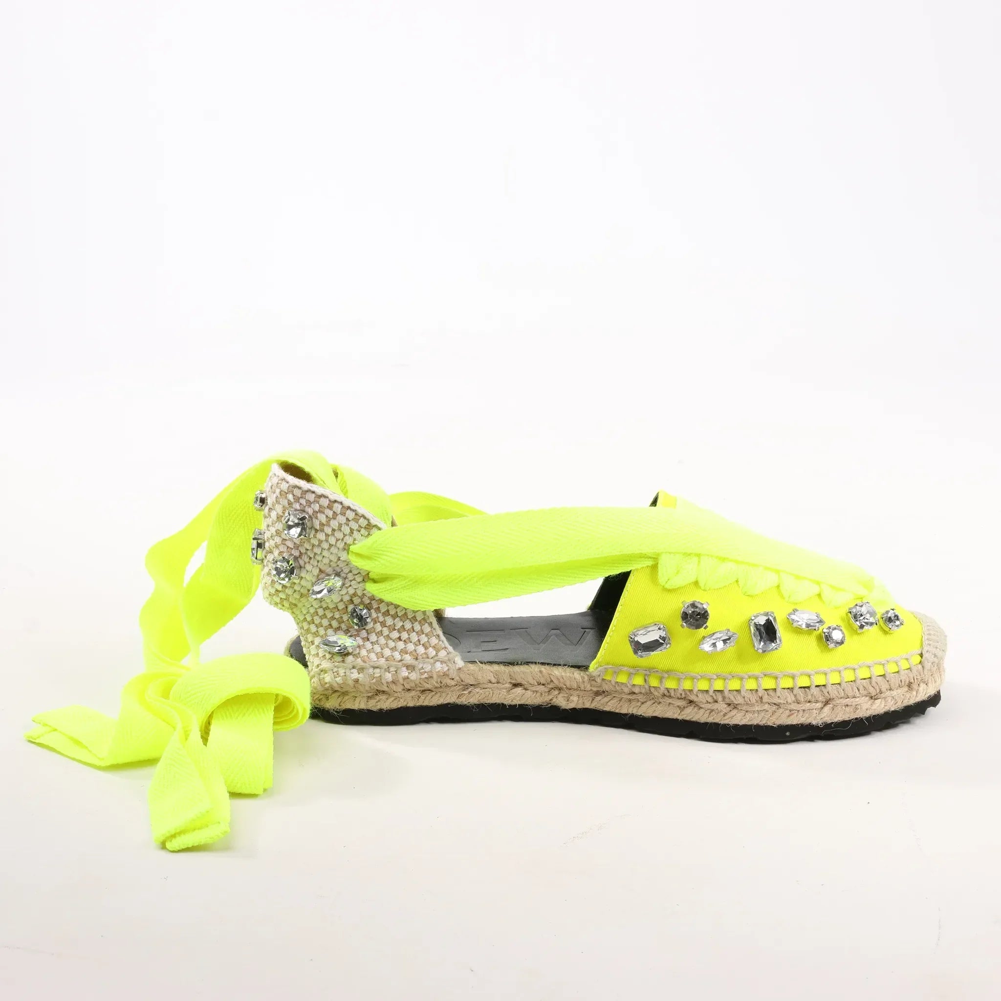 Loewe STARMARK  Bijou Ribbon Strap Fabric Sandals in Yellow 791910, Size 37 EU
