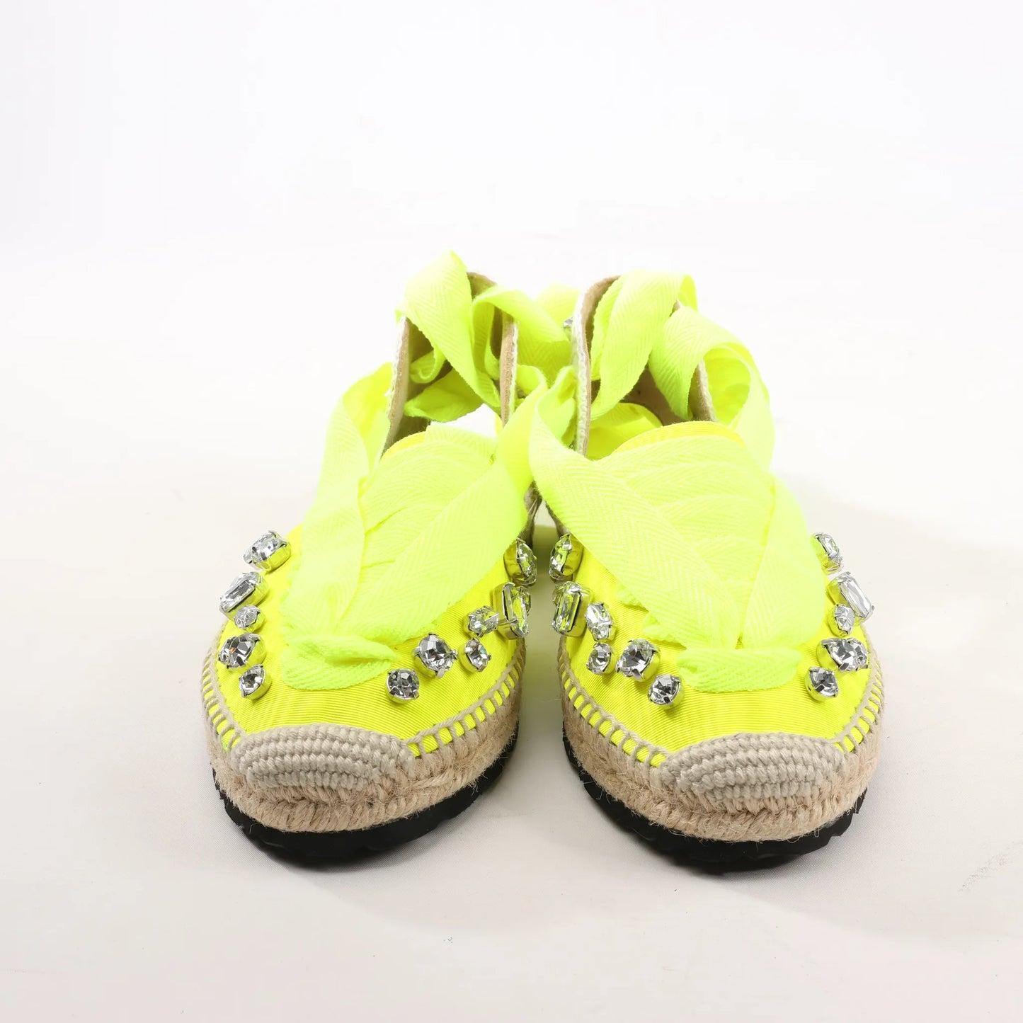 Loewe STARMARK  Bijou Ribbon Strap Fabric Sandals in Yellow 791910, Size 37 EU