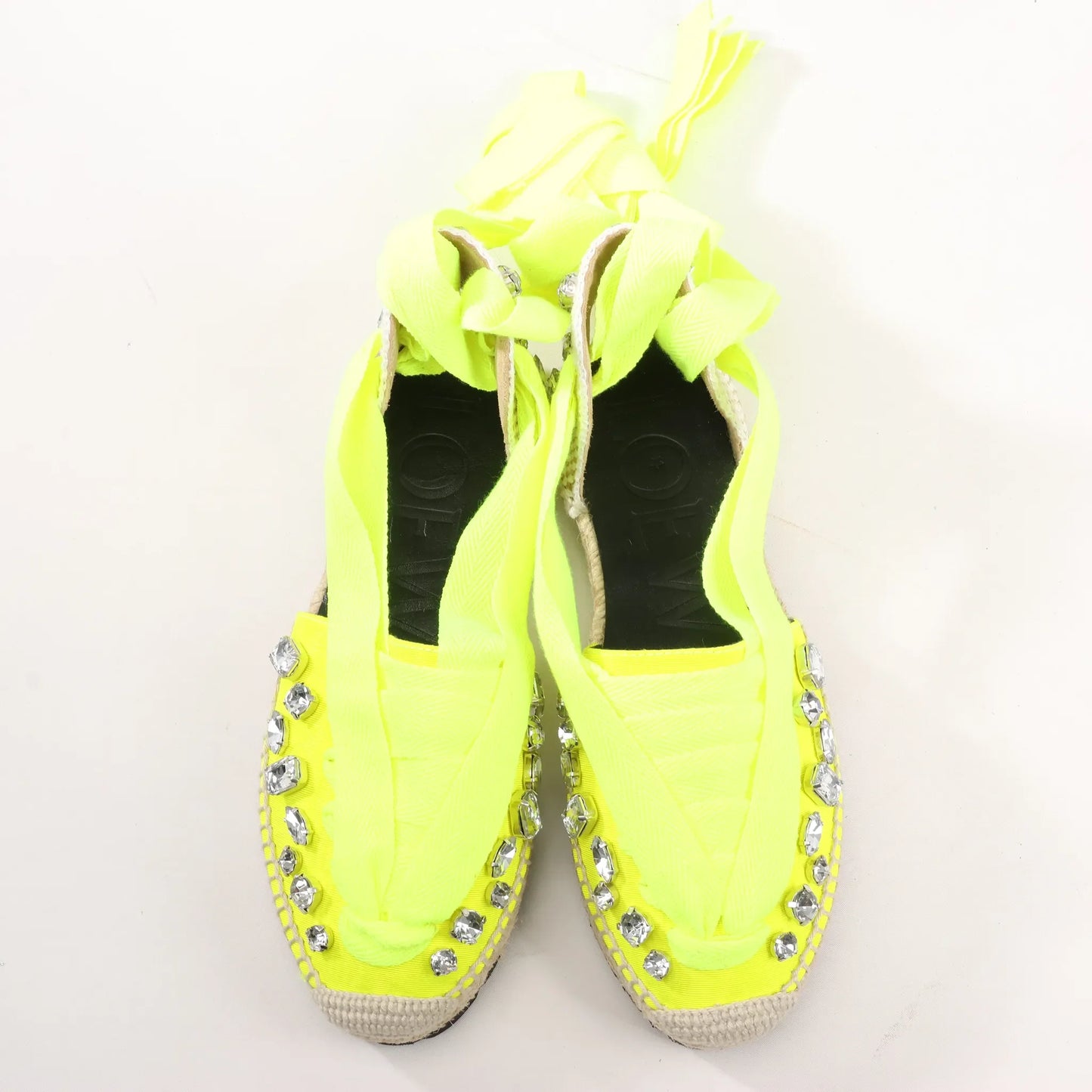 Loewe STARMARK  Bijou Ribbon Strap Fabric Sandals in Yellow 791910, Size 37 EU