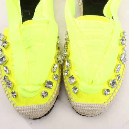 Loewe STARMARK  Bijou Ribbon Strap Fabric Sandals in Yellow 791910, Size 37 EU