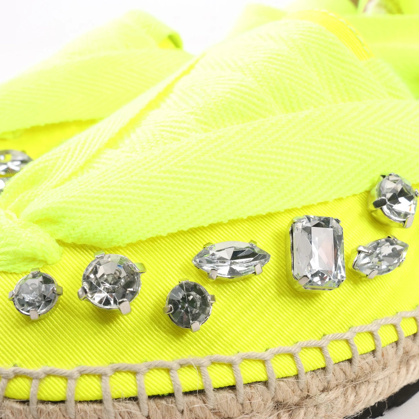 Loewe STARMARK  Bijou Ribbon Strap Fabric Sandals in Yellow 791910, Size 37 EU