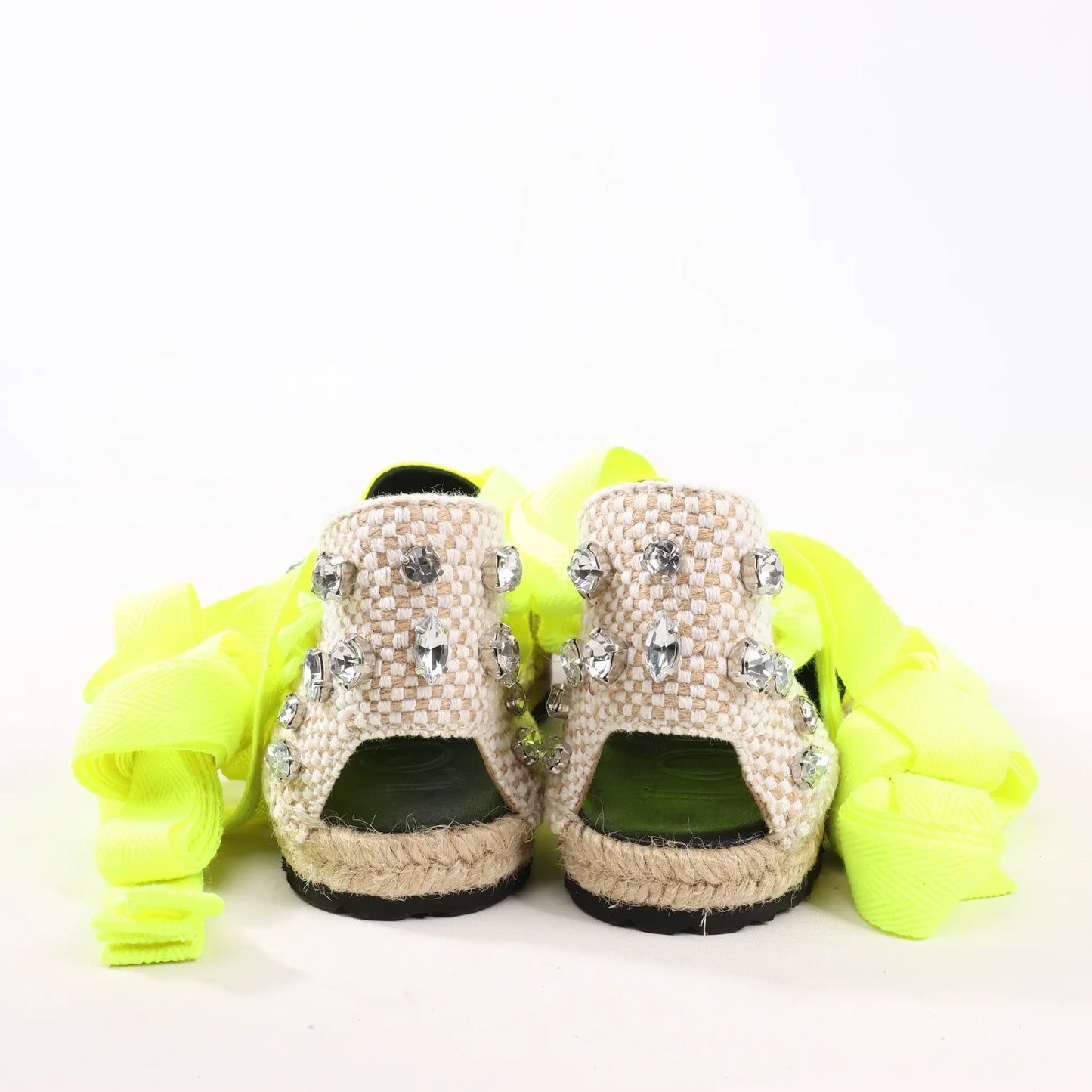 Loewe STARMARK  Bijou Ribbon Strap Fabric Sandals in Yellow 791910, Size 37 EU