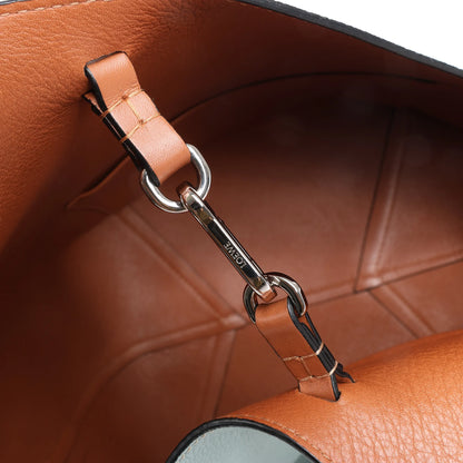 LOEWE Balloon Leather Shoulder Bag in Blue x Brown