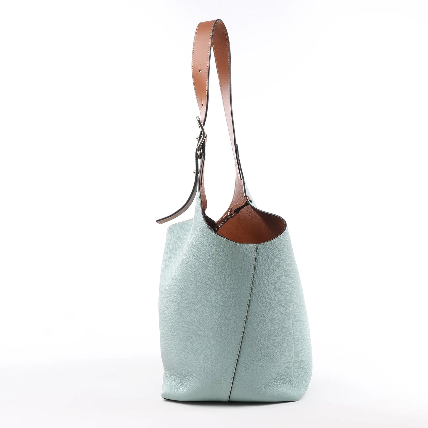 LOEWE Balloon Leather Shoulder Bag in Blue x Brown