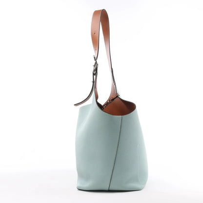 LOEWE Balloon Leather Shoulder Bag in Blue x Brown