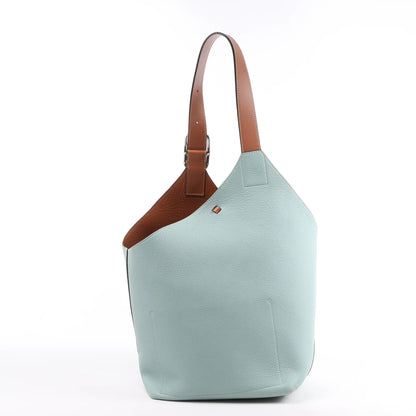 LOEWE Balloon Leather Shoulder Bag in Blue x Brown