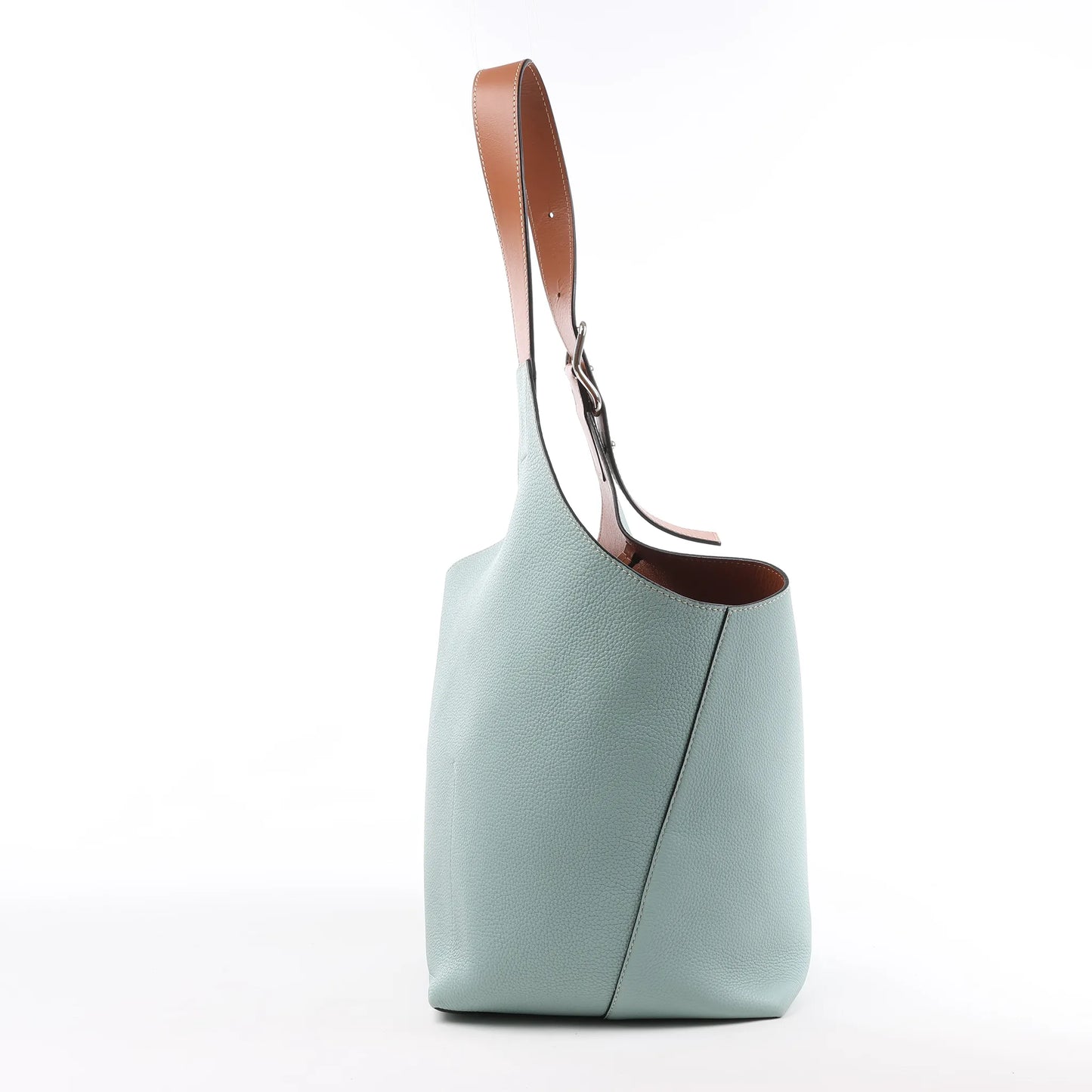 LOEWE Balloon Leather Shoulder Bag in Blue x Brown